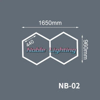 Éclairage LED nid d'abeille – configuration de 2 hexagones de 165 x 96 cm