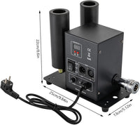 Machine à jet de CO2 à double tube – dimensions et câble d'alimentation