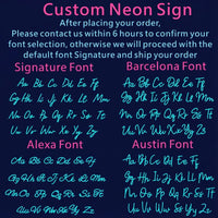 Néon prénom personnalisé avec ballon de sport – polices disponibles : Signature, Barcelona, Alexa et Austin