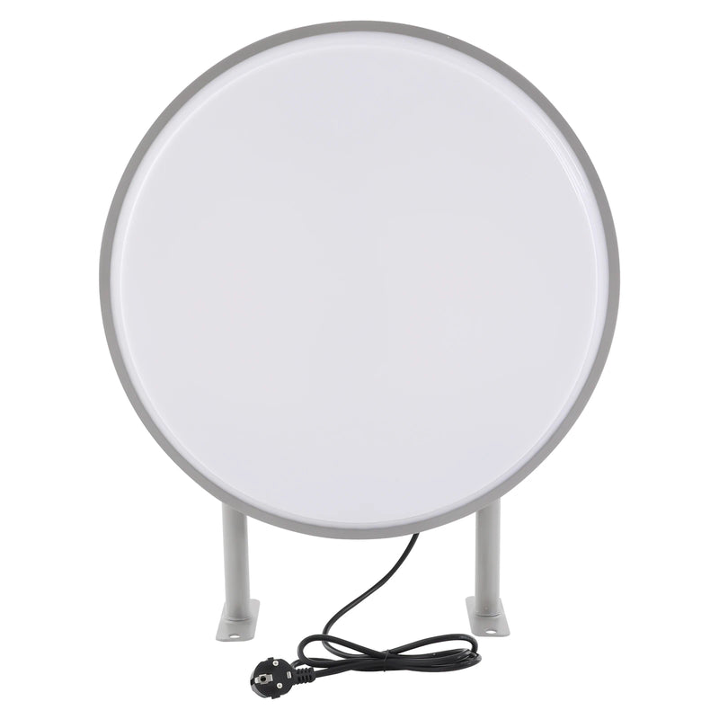 Caisson lumineux rond 50 cm – face arrière avec câble d'alimentation et prise européenne