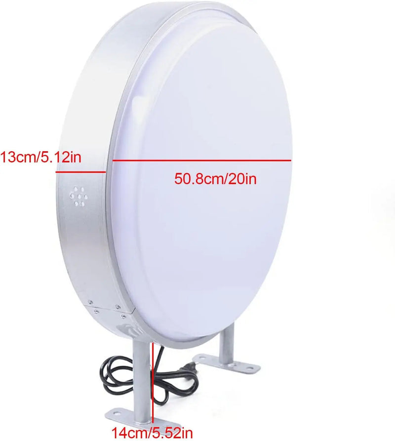 Enseigne drapeau lumineuse ronde double face 50 cm LED étanche IP67