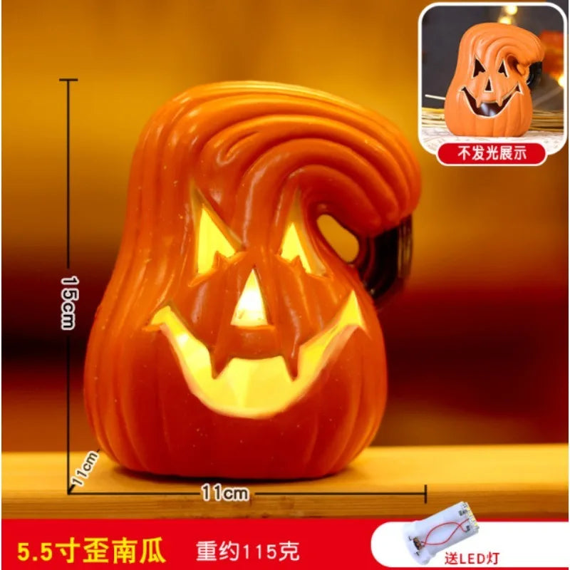 Citrouille d'Halloween lumineuse LED à piles, 3 modèles de 15 à 20 cm, lumière chaude