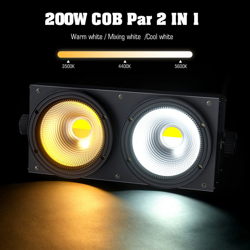 Par LED COB 200 W DMX blanc chaud et froid, 4 pièces