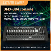 Contrôleur DMX 384 canaux – vue de face de la console avec son écran LCD
