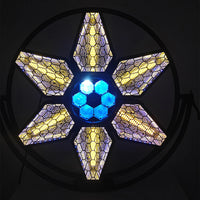 Projecteur vintage étoile – COB blanc chaud et centre bleu allumés