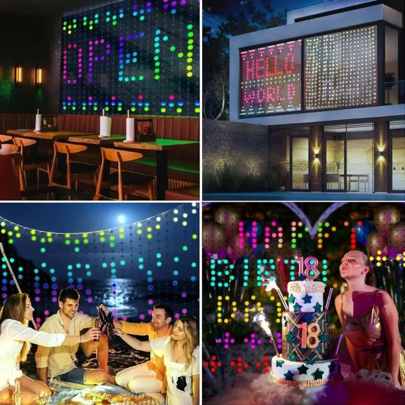 Rideau lumineux étanche à motifs DIY, 400 LED, application et musique
