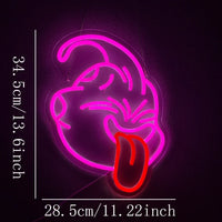 Néon LED mural tête rose à langue rouge – dimensions : 34,5 cm de haut et 28,5 cm de large