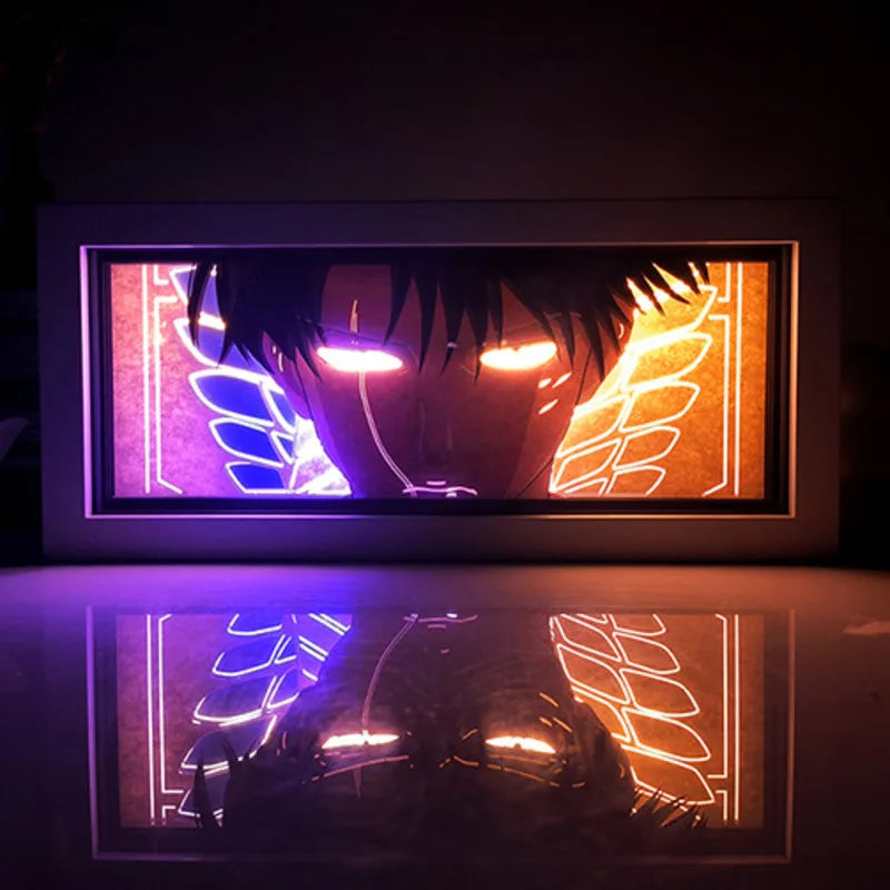 Cadre lumineux Attaque des Titans – Levi, cadre allumé en violet et orange