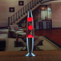 Lampe à lave fusée en verre, base métallique, 4 couleurs de cire