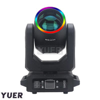 Lyre LED beam spot 200 W à anneau RGB, DMX 13 ou 15 canaux, 13 gobos