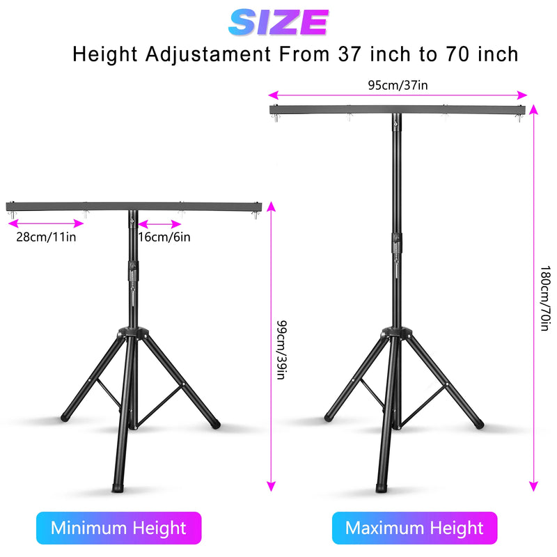 Support trépied en T – hauteur de 99 à 180 cm et barre de 95 cm