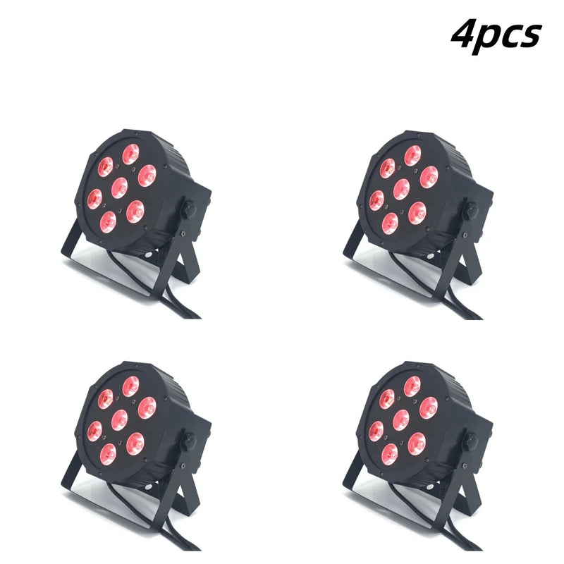 Projecteur PAR LED plat 7 LED RGBW ou RGBWA UV, lot de 4, DMX