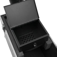 Machine à confettis CO2 – capot ouvert sur le réservoir à confettis