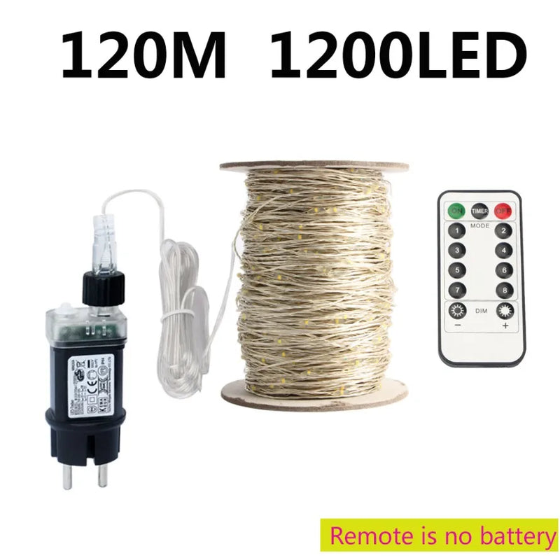 Guirlande lumineuse extérieur micro LED fil argenté, télécommande, 10 à 200 m