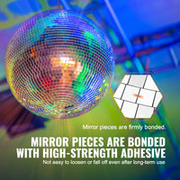 Boule à facettes disco miroir 30 cm en verre avec anneau de suspension
