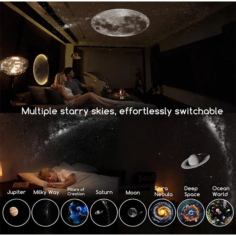Mini projecteur veilleuse USB – huit ciels étoilés à choisir : Jupiter, Voie lactée, Saturne, Lune et autres