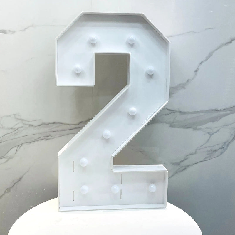 Chiffre lumineux géant 91,5 cm en carton mousse – chiffre 2 en carton mousse