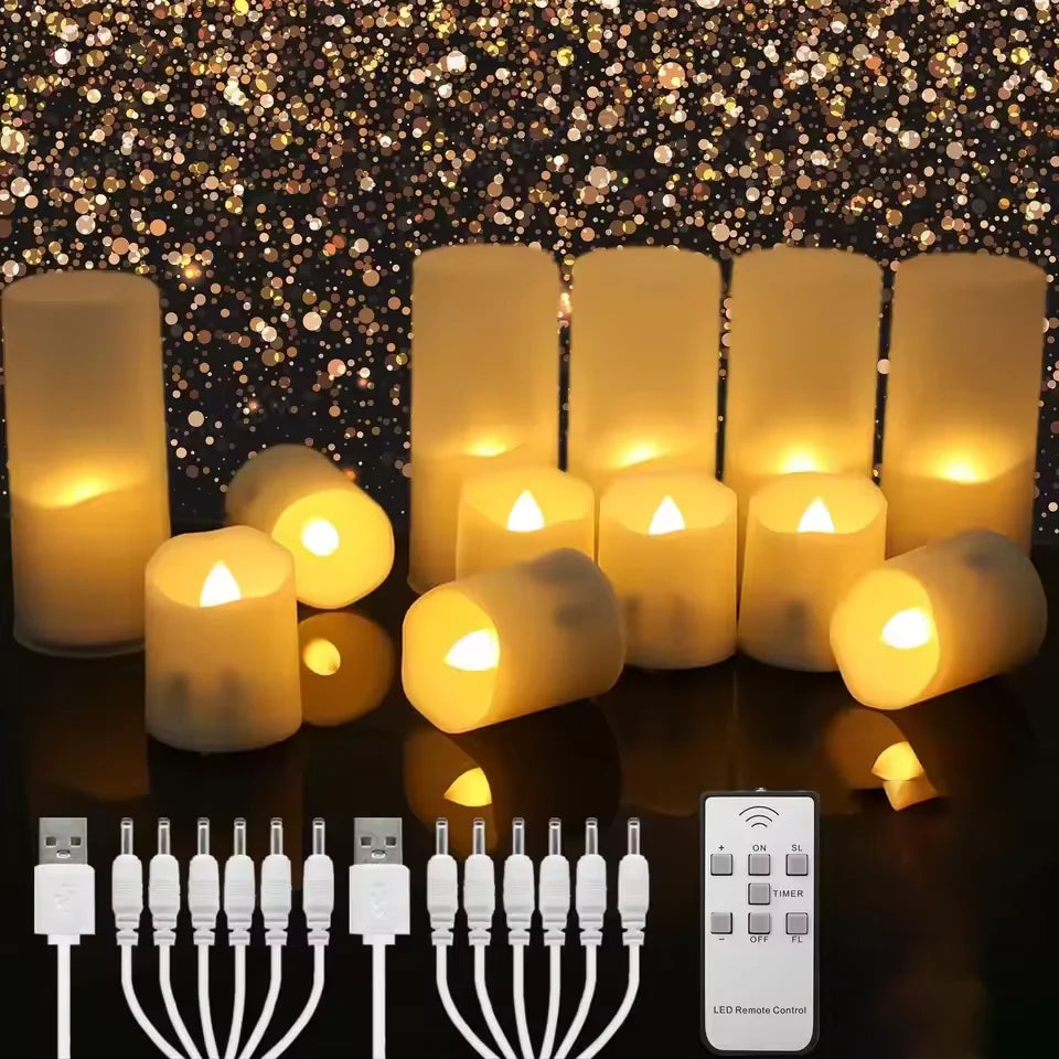 Bougies LED rechargeables à télécommande et minuterie, lot de 6 à 18