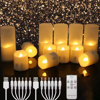 Bougies LED rechargeables à télécommande et minuterie, lot de 6 à 18
