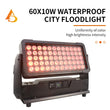 Projecteur LED extérieur IP65 RGBW 4 en 1, 60 x 10 W, 650 W, DMX