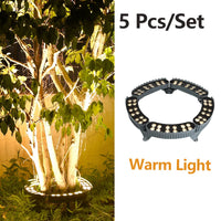 Spot arbre extérieur LED lot de 5 – anneau éclairant un tronc en lumière blanc chaud