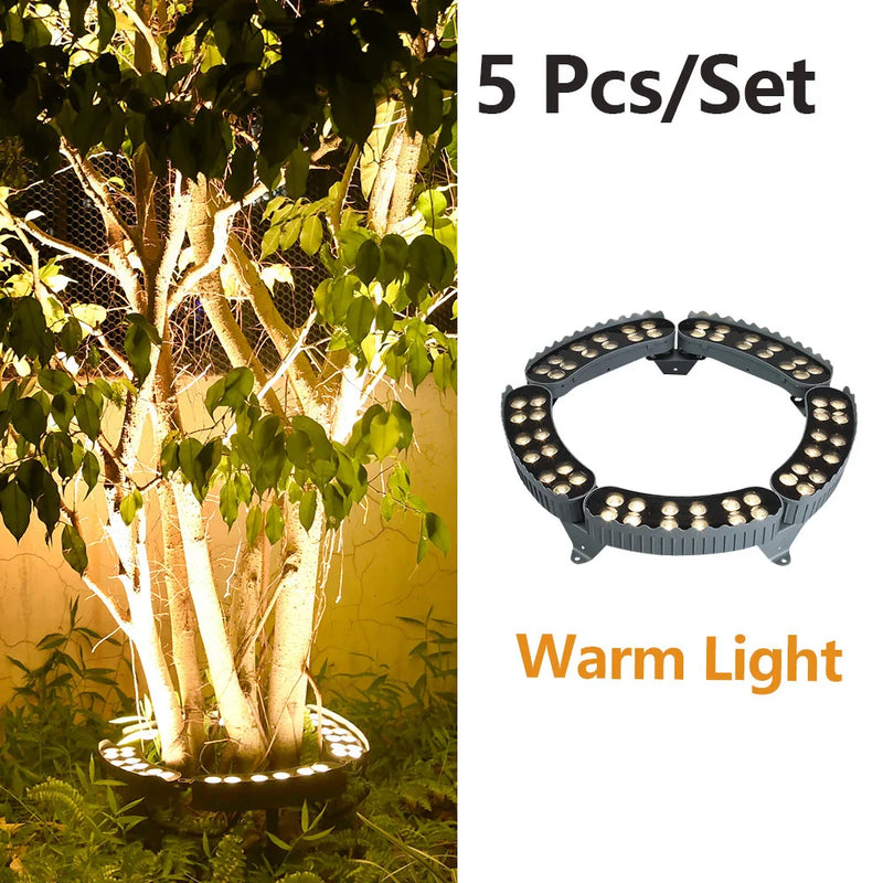 Spot arbre extérieur LED lot de 5 – anneau éclairant un tronc en lumière blanc chaud
