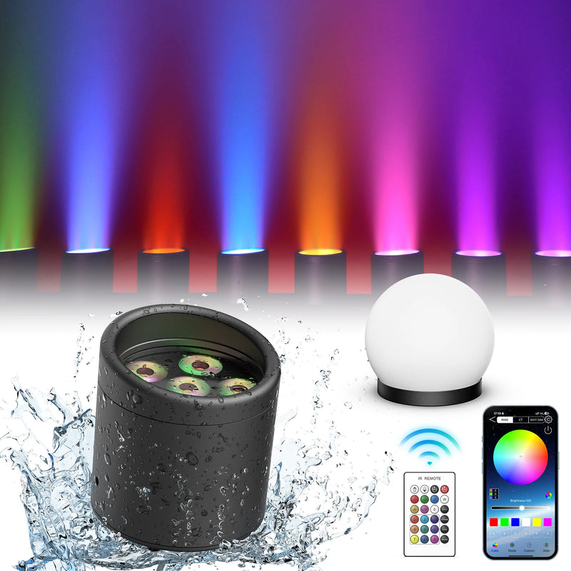 Uplight sans fil IP65 sur batterie, 6 LED RGBWA UV, télécommande et application