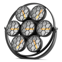 Lot de 2 projecteurs vintage à 7 LED COB dorées et 189 LED RGB, 350 W, DMX