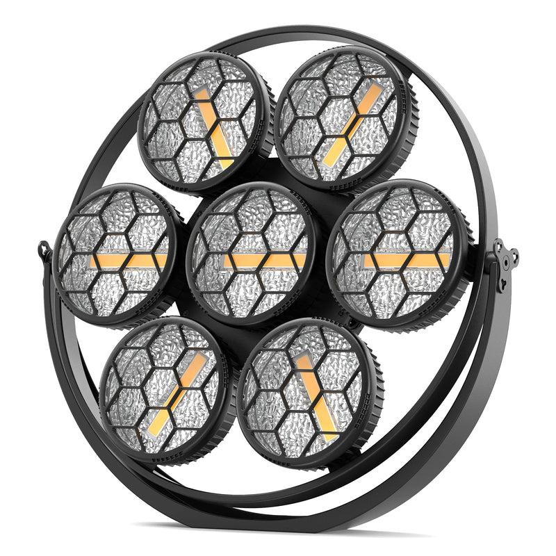 Lot de 2 projecteurs vintage à 7 LED COB dorées et 189 LED RGB, 350 W, DMX