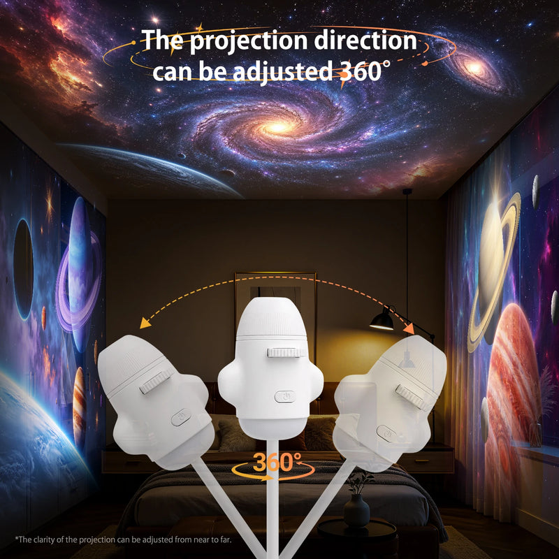 Mini projecteur d'étoiles USB en forme de fusée – rotation de la projection à 360°