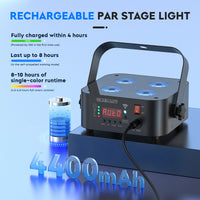 Projecteur PAR LED sur batterie 4 x 18 W, lot de 8 avec flight case de charge
