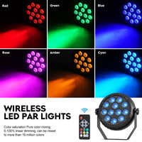 Mini PAR LED RGB rechargeable – six couleurs de lumière : rouge, vert, bleu, rose, ambre et cyan, avec télécommande