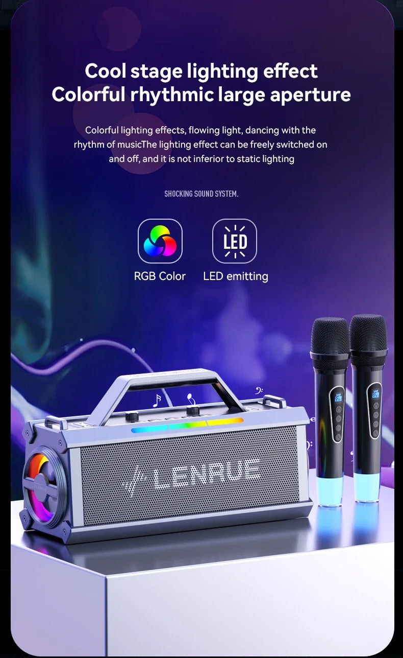 Boombox karaoké Bluetooth – effet lumineux de scène en couleurs RGB