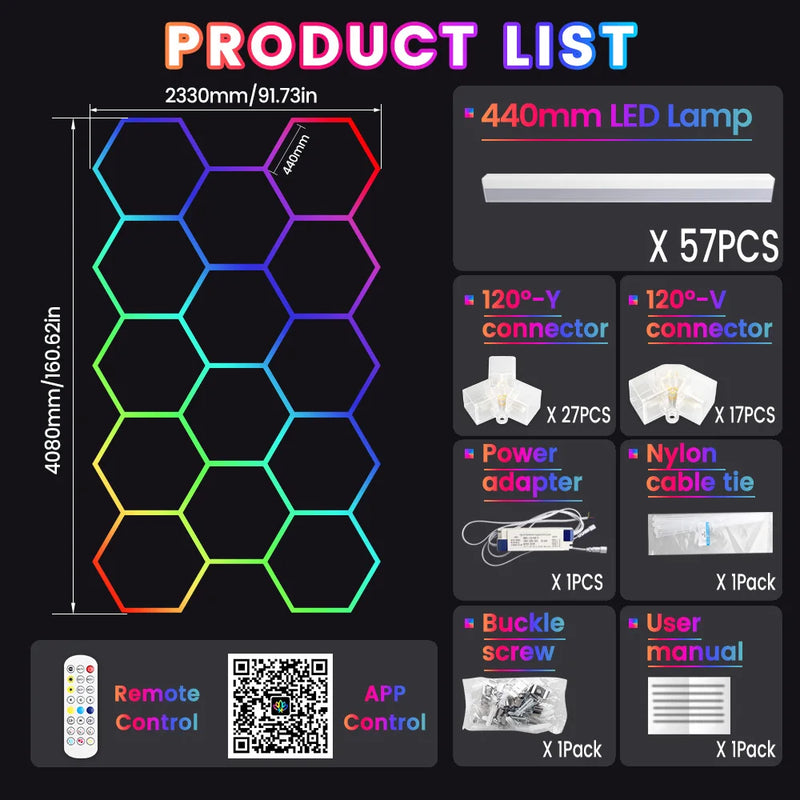 Barres LED hexagonales RGB – vue 22