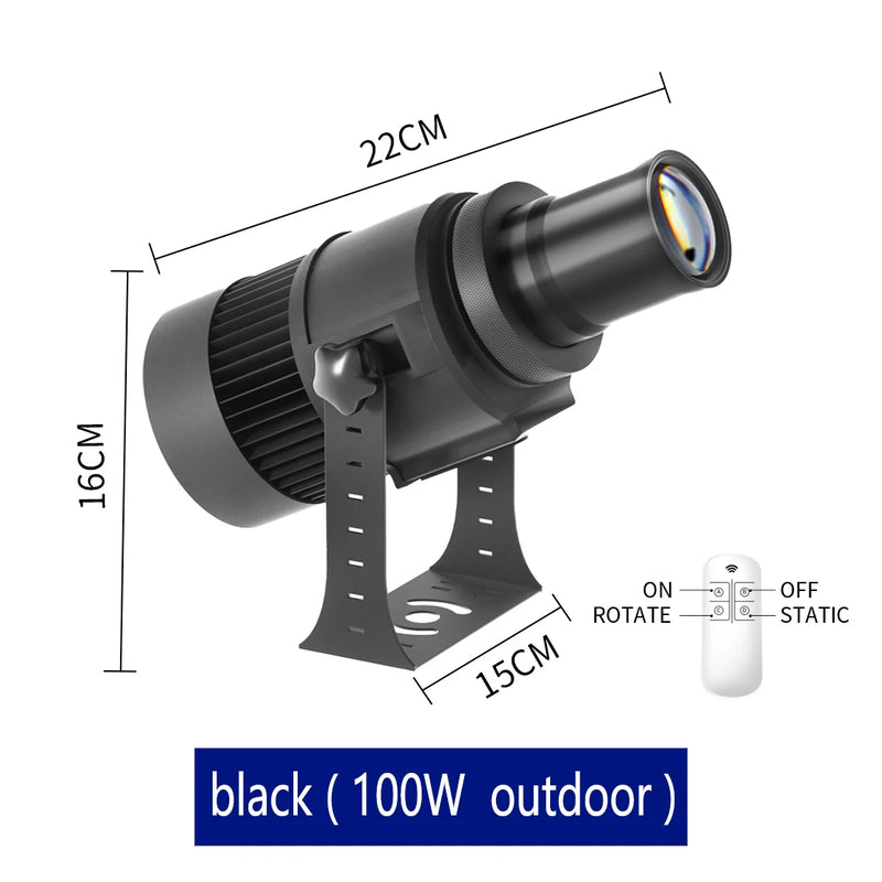 Projecteur gobo personnalisé IP67 rotatif, noir ou blanc, 35 à 100 W