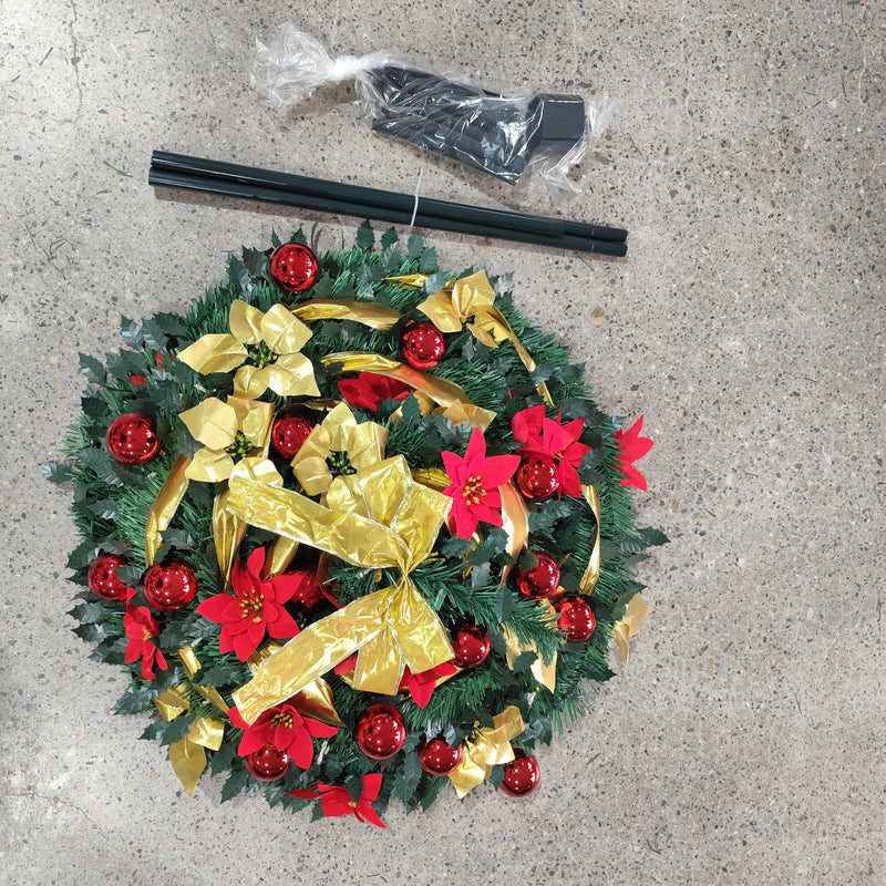 Petit sapin lumineux pop-up 120 cm avec LED, rubans et fleurs de Noël