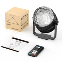 Boule disco LED rotative – contenu du colis : boule, boîte, manuel et télécommande