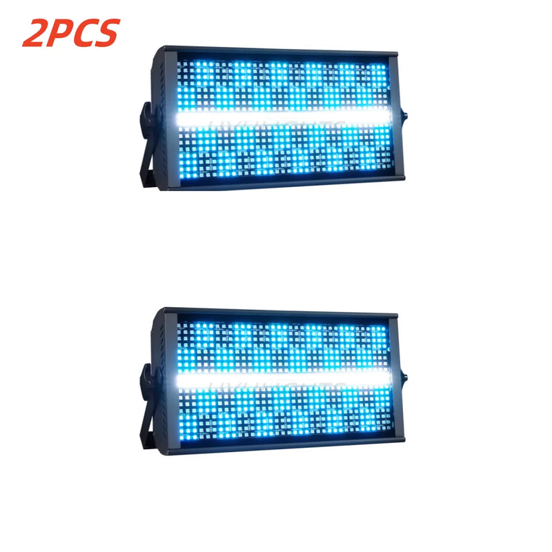Lot de 2 stroboscopes LED 200 W, 768 LED RGB et 96 LED blanches, DMX512