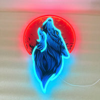 Néon loup et lune rouge – vue 11
