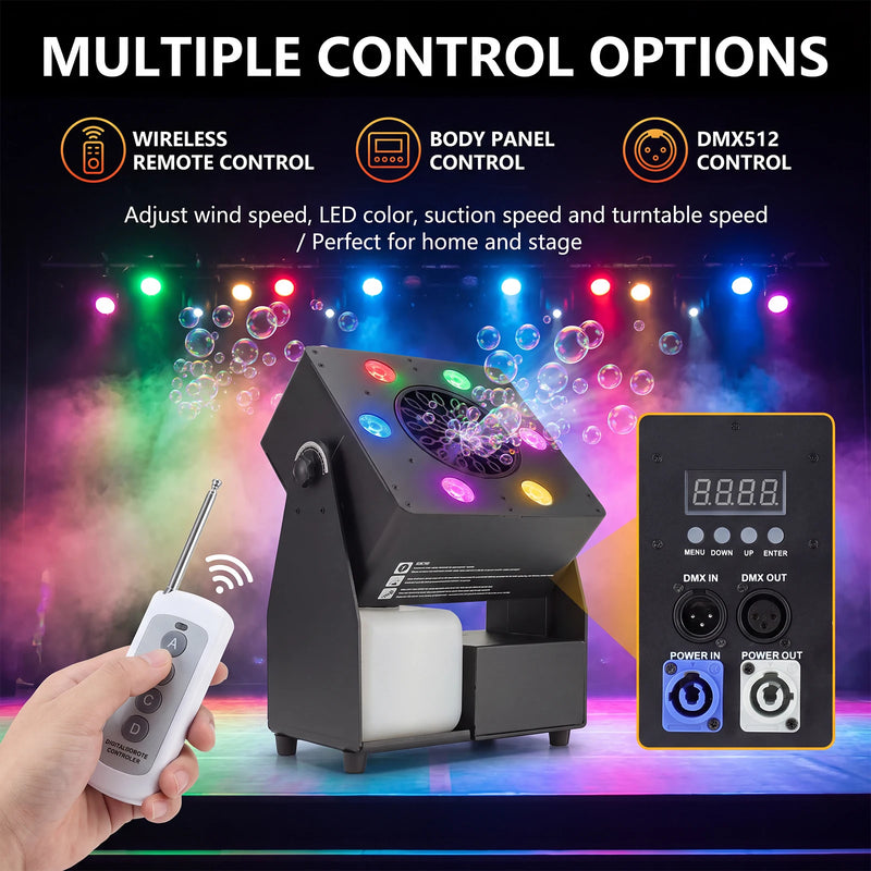 Machine à bulles de scène 90 W – trois modes de commande : télécommande, panneau et DMX512