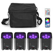 Uplight PAR LED sans fil sur batterie, lot de 4 RGBWA UV avec sac