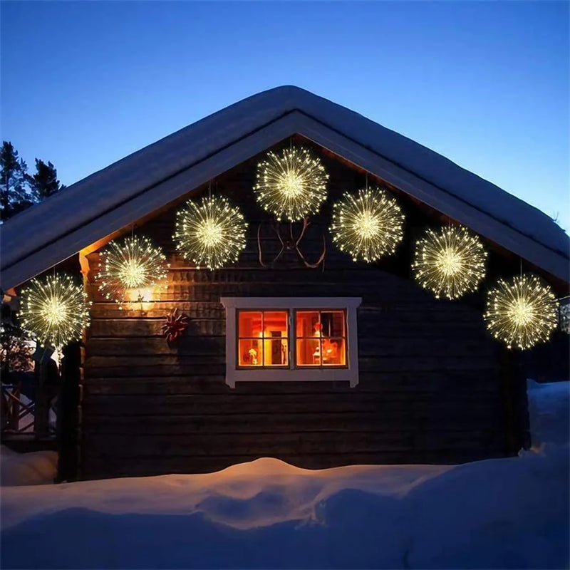 Guirlande lumineuse effet feu d'artifice, 5 ou 10 grappes de LED, blanc chaud ou multicolore