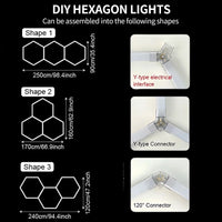 Éclairage LED hexagonal de garage – format de 3 hexagones et dispositions possibles