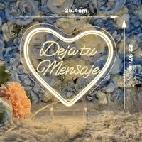 Néon mariage LED cœur « Laisser un message », 25 x 23 cm