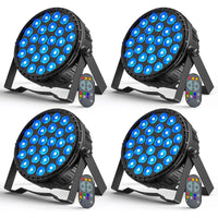 Lot de 4 projecteurs PAR LED plats 27 x 8 W RGBW, télécommande et DMX