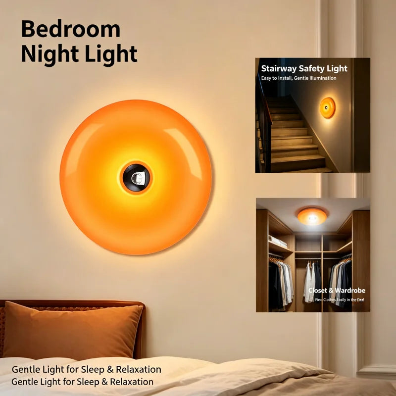Lampe d'ambiance beignet orange – veilleuse murale dans une chambre