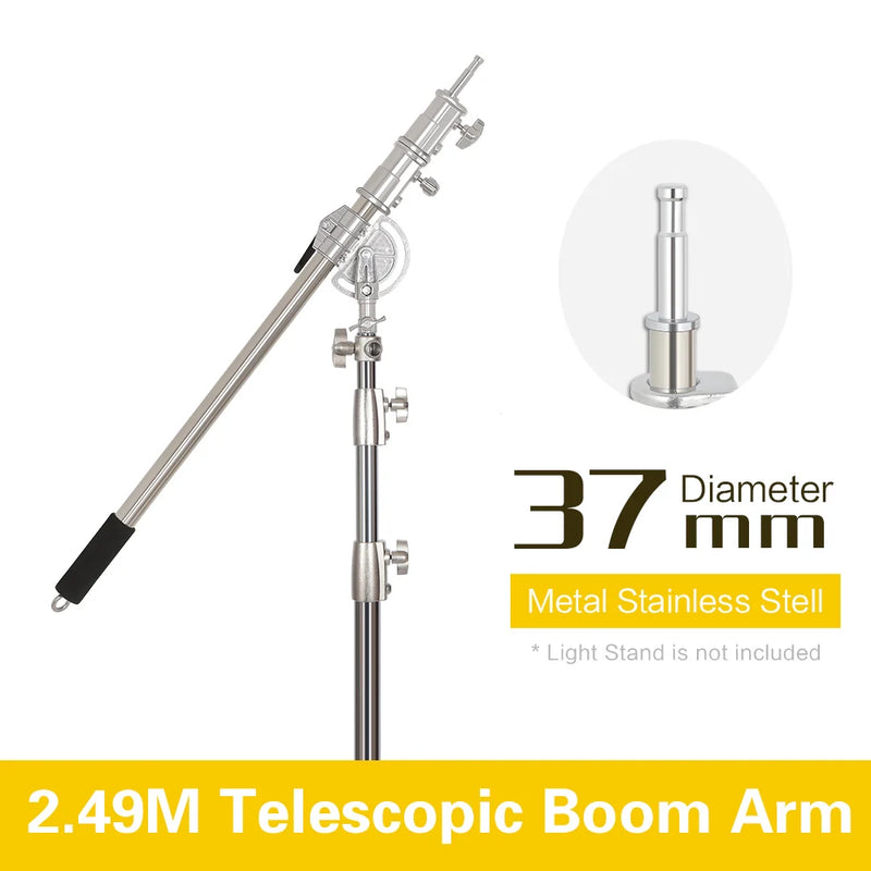 C-stand 2,6 m – bras de perche de 2,49 m en acier inoxydable, diamètre 37 mm, vendu sans pied