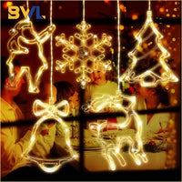 Décoration fenêtre Noël lumineuse à ventouse, 11 motifs, à piles