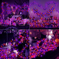 Guirlande Halloween violette et orange, USB ou piles, 5 à 20 m