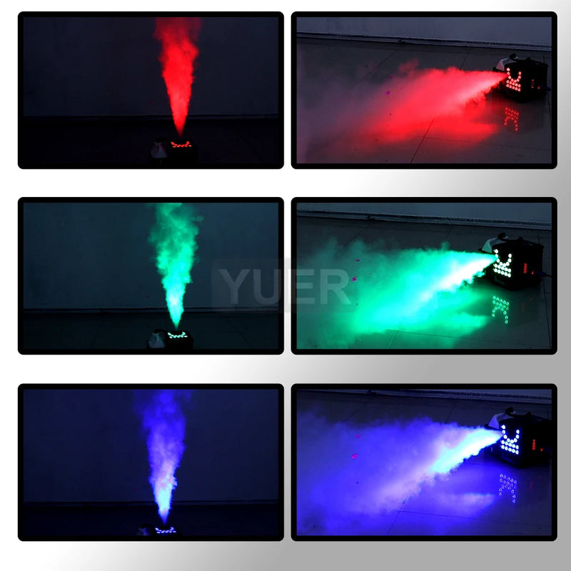 Machine à fumée 2000 W à jet latéral ou vertical, 18 LED RGB de 9 W, DMX et télécommande